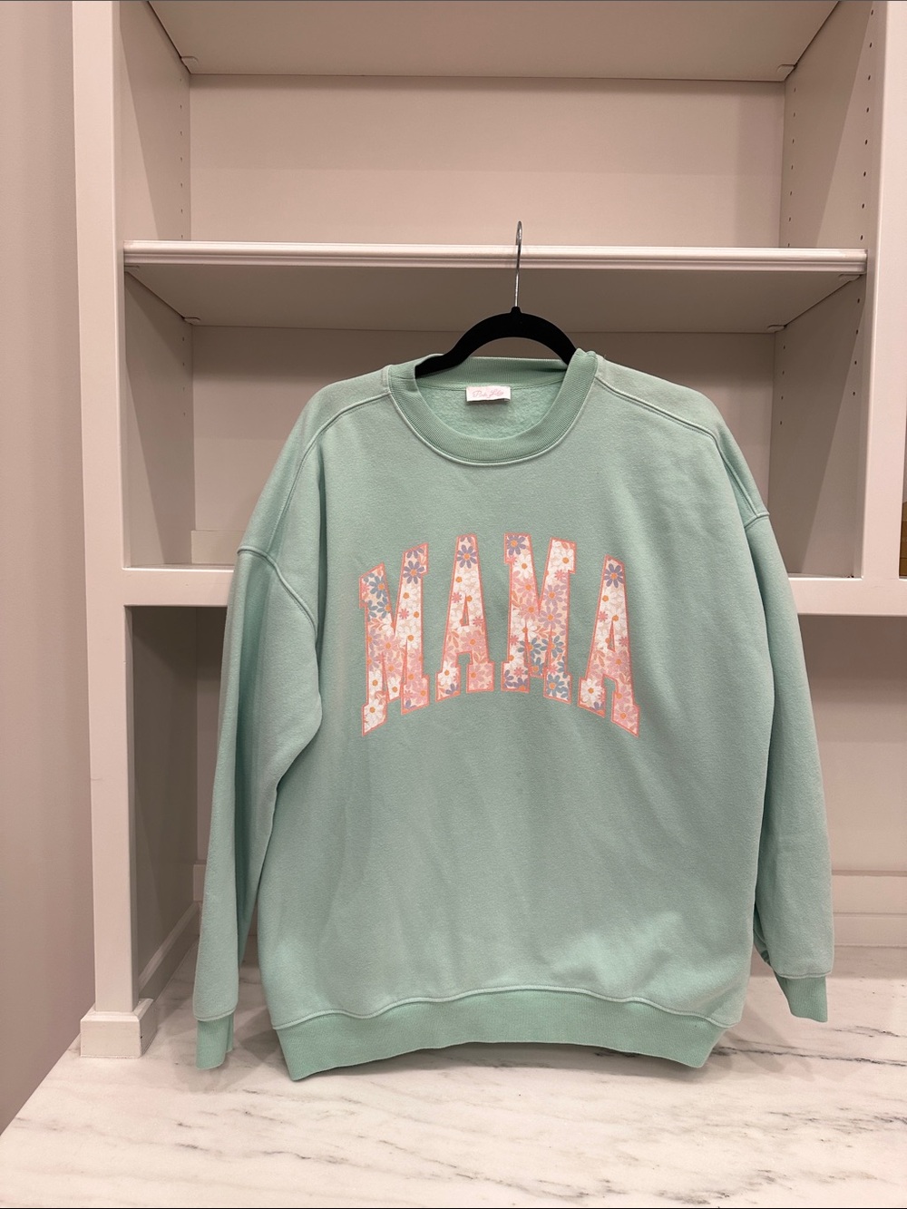 Pink Lily small green sweatshirt with Mama logo.  Like new